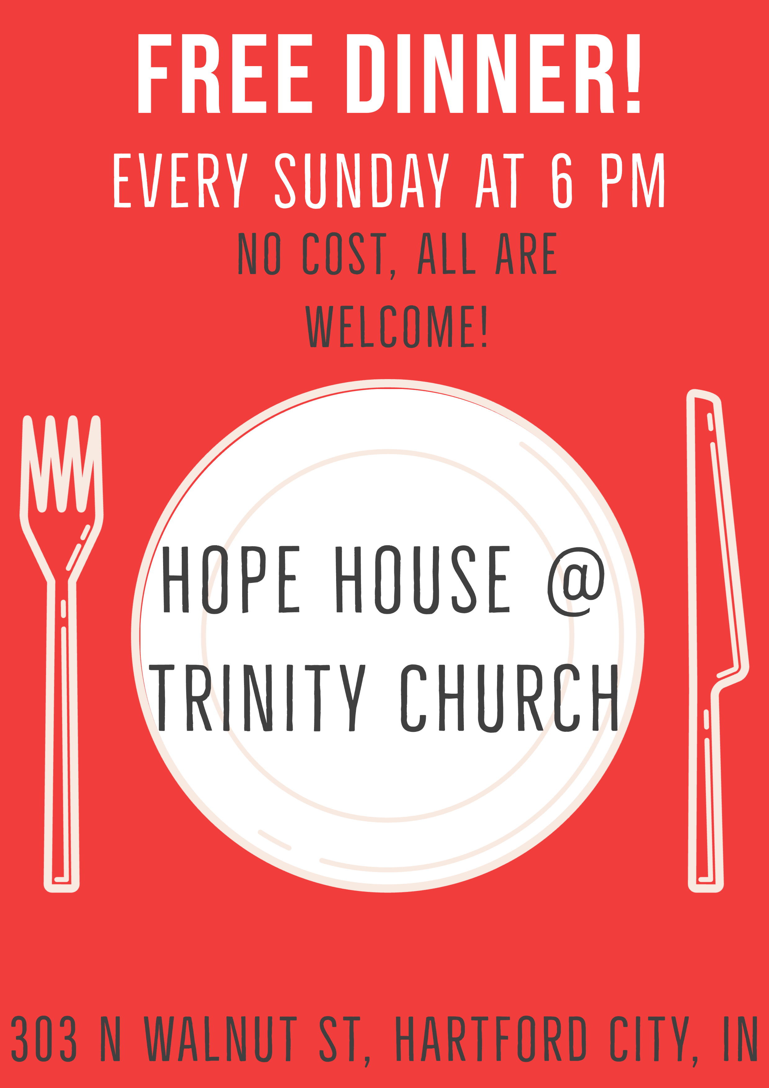 Free Dinner, Every Sunday at 6PM.